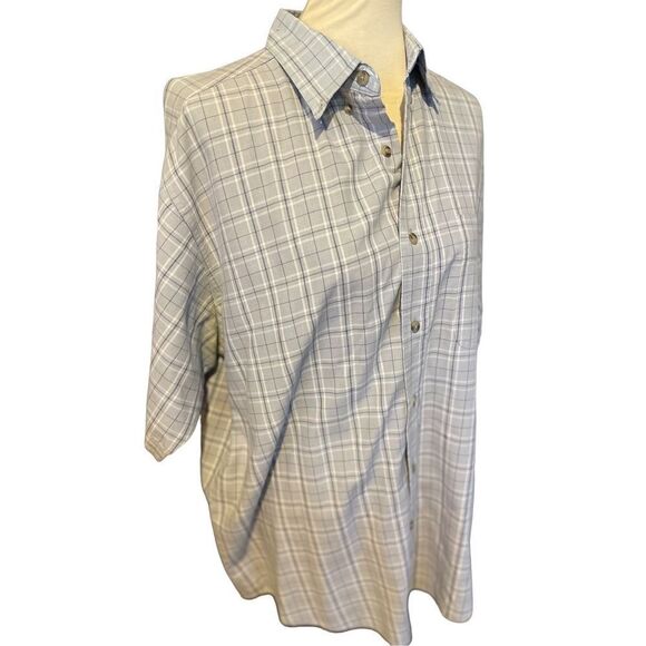 Wrangler Rugged Wear Button Down Gray Checkered Short Sleeve Shirt Size 2X/3X - Picture 8 of 9